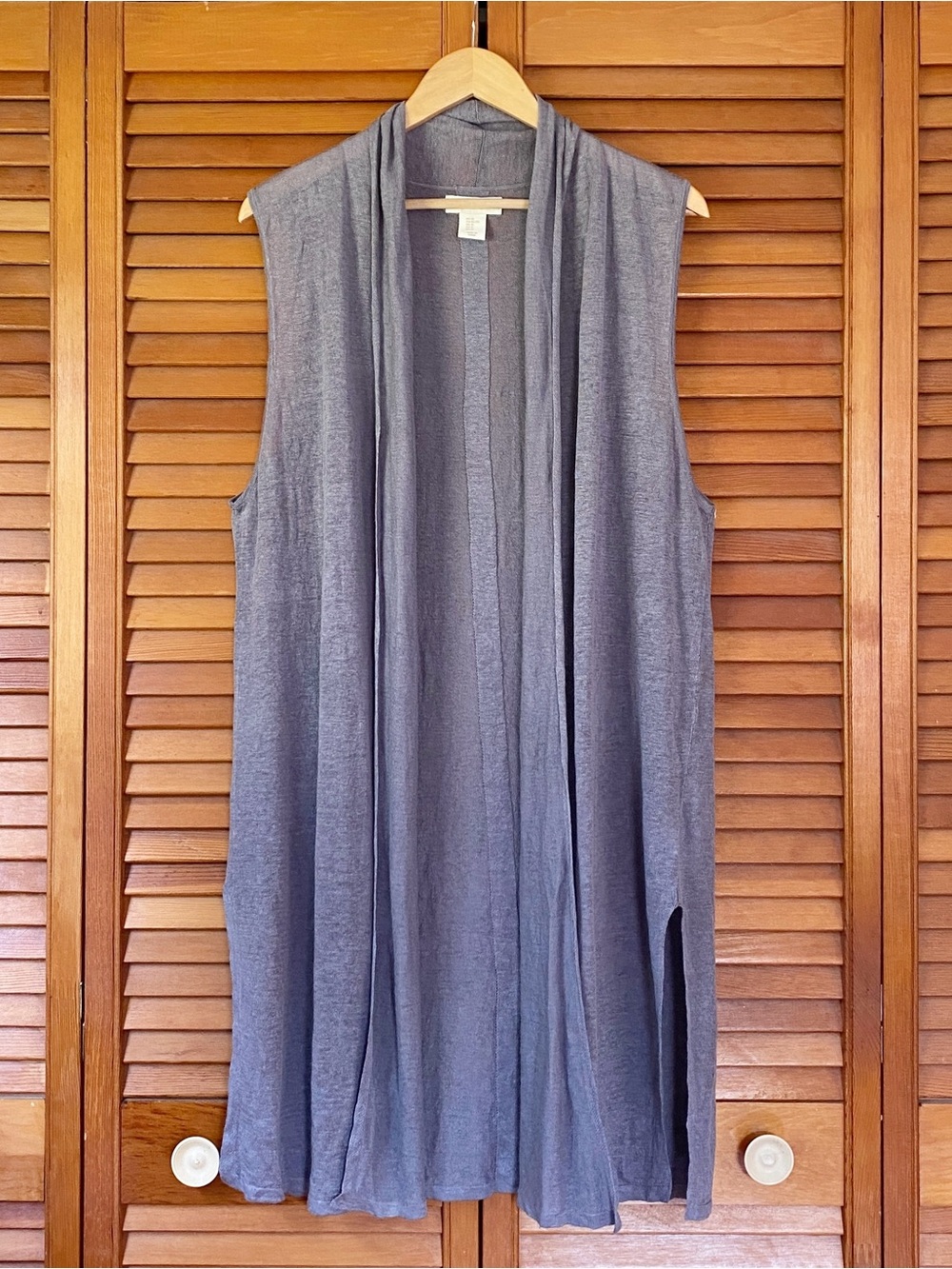 Cynthia Rowley Cardigan Vest Women's Size Large 100% Linen Long Sleeveless Knit